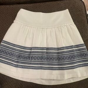 Madewell White Skirt with Blue Pattern